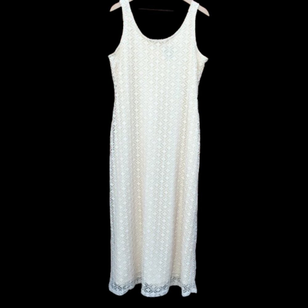 Lace Maxi Dress Beachy Romantic Boho Chic XL Ivory Lennie for Nina Leonard
